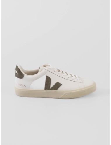 zapatillas mujer Veja Campo nobuk blanco/kakicon logo V y detalles en piel - MARFRANC