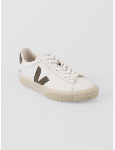 zapatillas mujer Veja Campo nobuk blanco/kakicon logo V y detalles en piel - MARFRANC