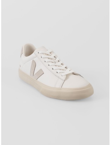 zapatillas mujer Veja Campo nobuk blanco/gris con logo V y detalles en piel - MARFRANC