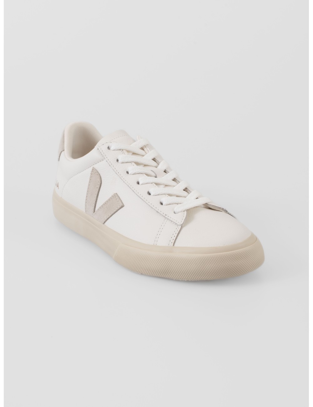 zapatillas mujer Veja Campo nobuk blanco/gris con logo V y detalles en piel - MARFRANC