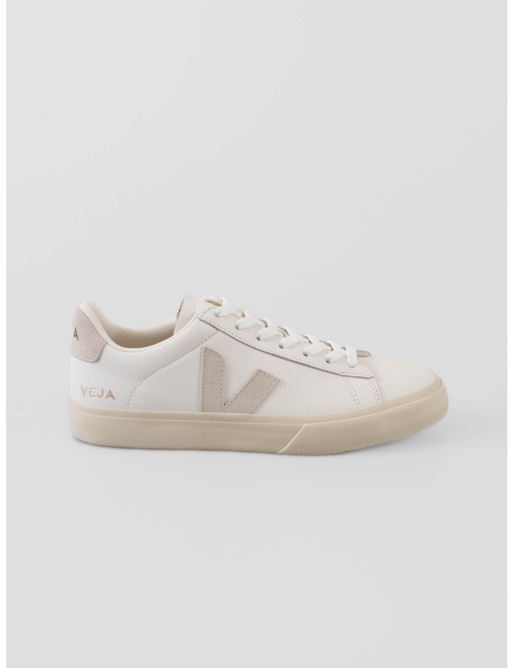 zapatillas mujer Veja Campo nobuk blanco/gris con logo V y detalles en piel - MARFRANC
