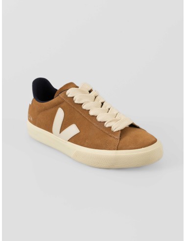 zapatillas mujer Veja Campo nobuk camel con logo V y detalles en piel - MARFRANC