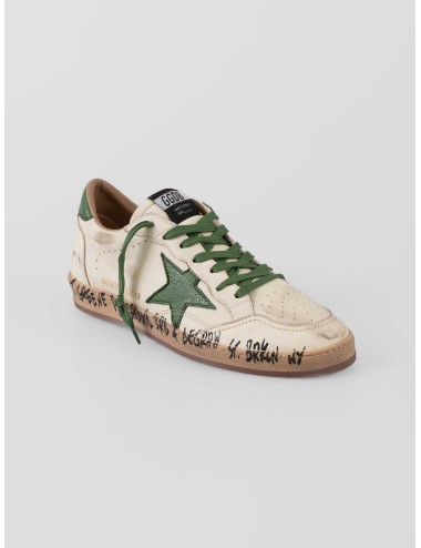 zapatillas hombre golden goose ball star blanco verde piel vintage - MARFRANC