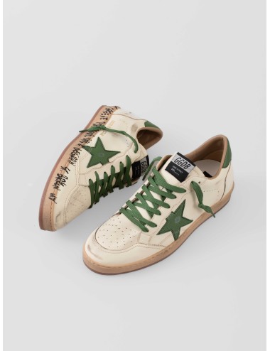 zapatillas hombre golden goose ball star blanco verde piel vintage - MARFRANC