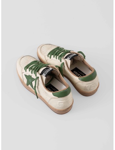 zapatillas hombre golden goose ball star blanco verde piel vintage - MARFRANC