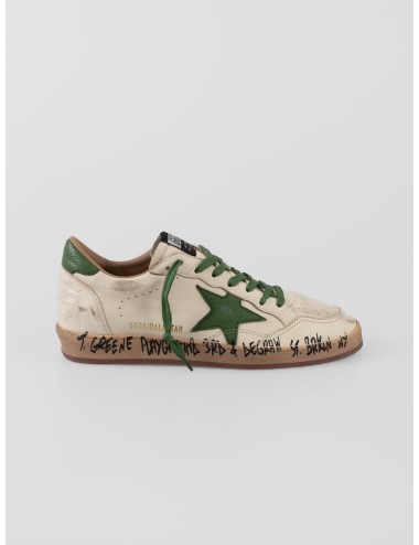 zapatillas hombre golden goose ball star blanco verde piel vintage - MARFRANC