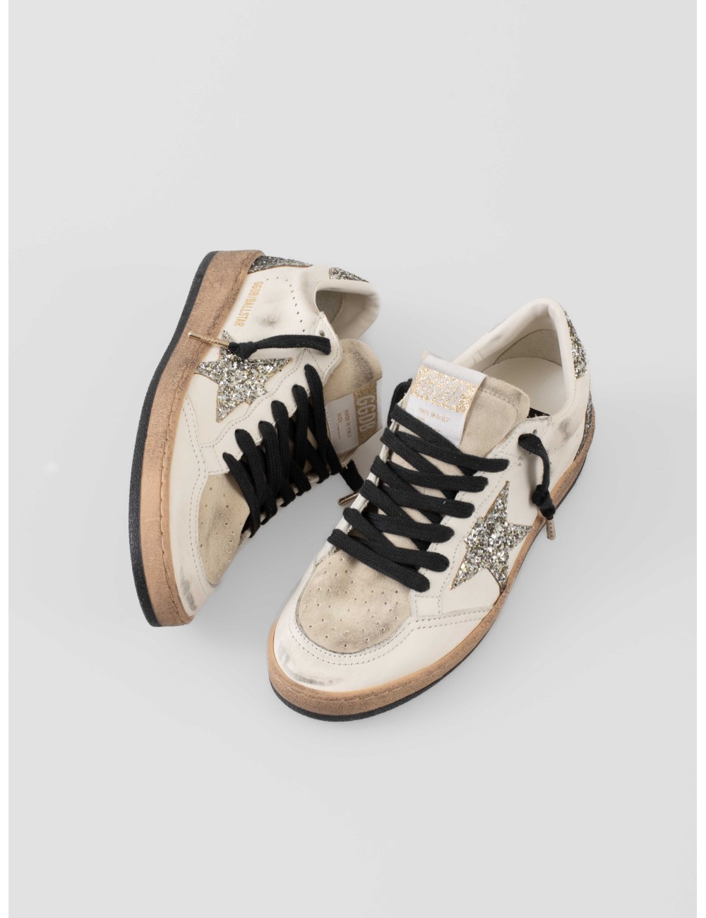 Zapatillas Golden Goose Ball Star blancas mujer con estrella y purpurina plateada - MARFRANC Zapatillas Golden Goose Ball Star blancas mujer con estrella y purpurina plateada - MARFRANC
