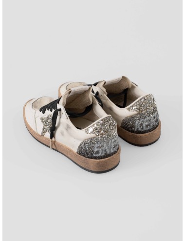 Zapatillas Golden Goose Ball Star blancas mujer con estrella y purpurina plateada - MARFRANC
