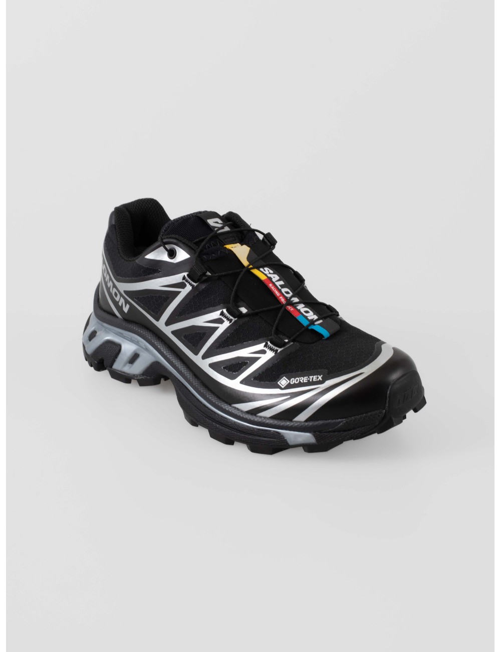 Zapatillas Salomon XT-6 GTX mujer negro plateado con GORE-TEX y tacos - MARFRANC