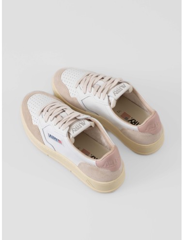 zapatillas mujer Autry Medalist Low blanco rosa cuero textil - MARFRANC