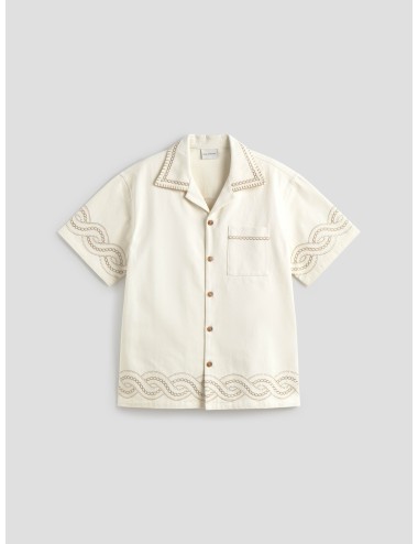 Camisa bordada trenzada Drôle de Monsieur color crema hombre - MARFRANC