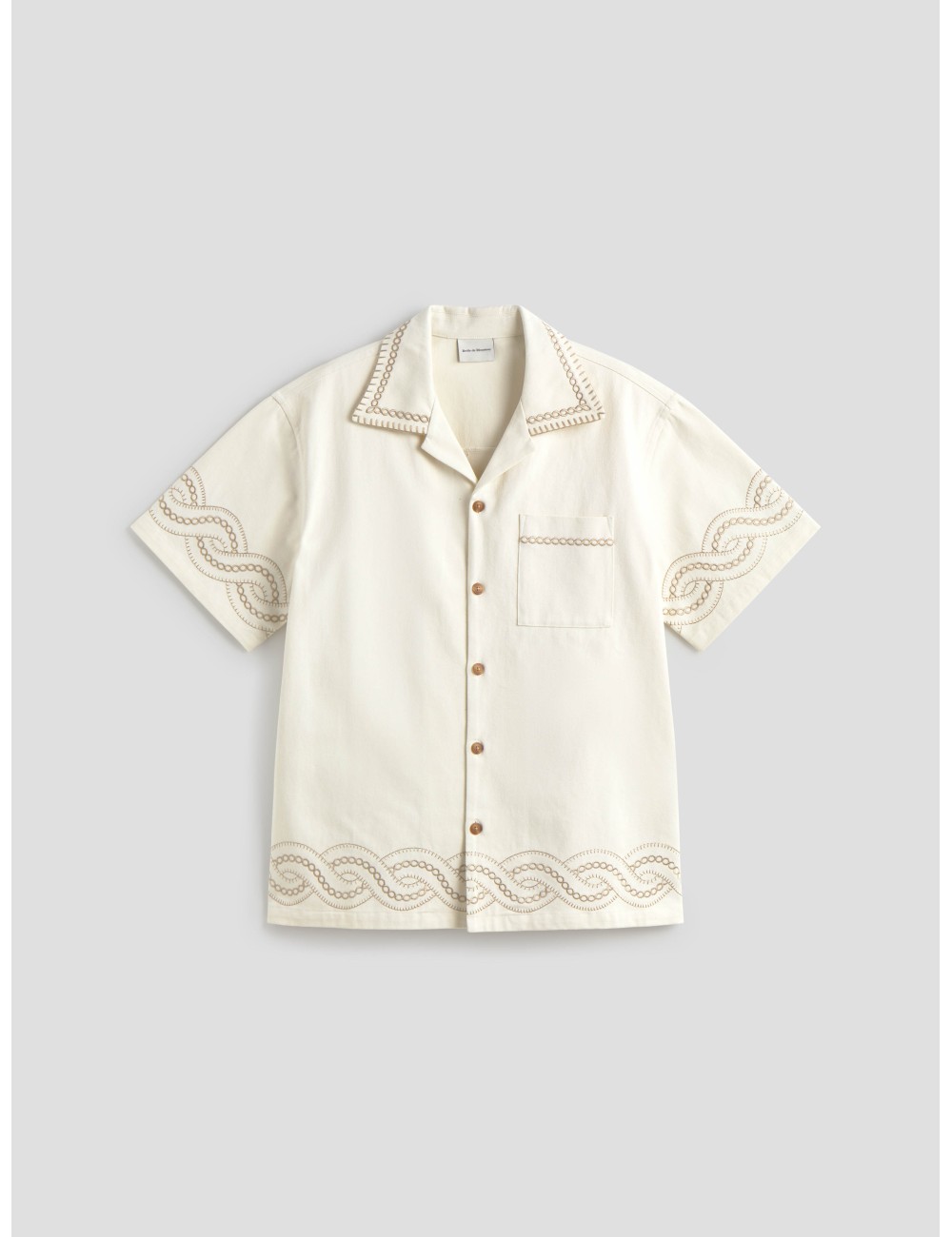 Camisa bordada trenzada Drôle de Monsieur color crema hombre - MARFRANC