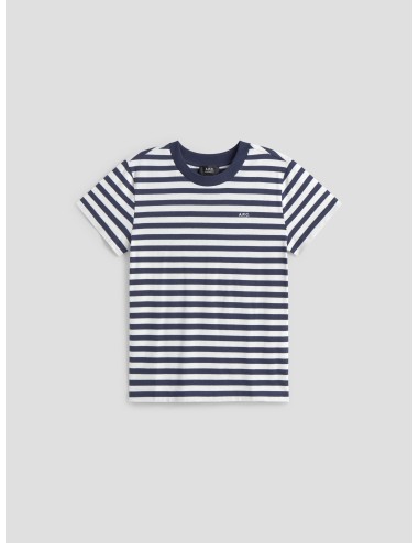camiseta hombre algodón orgánico A.P.C. dark navy bordado tono sobre tono - MARFRANC