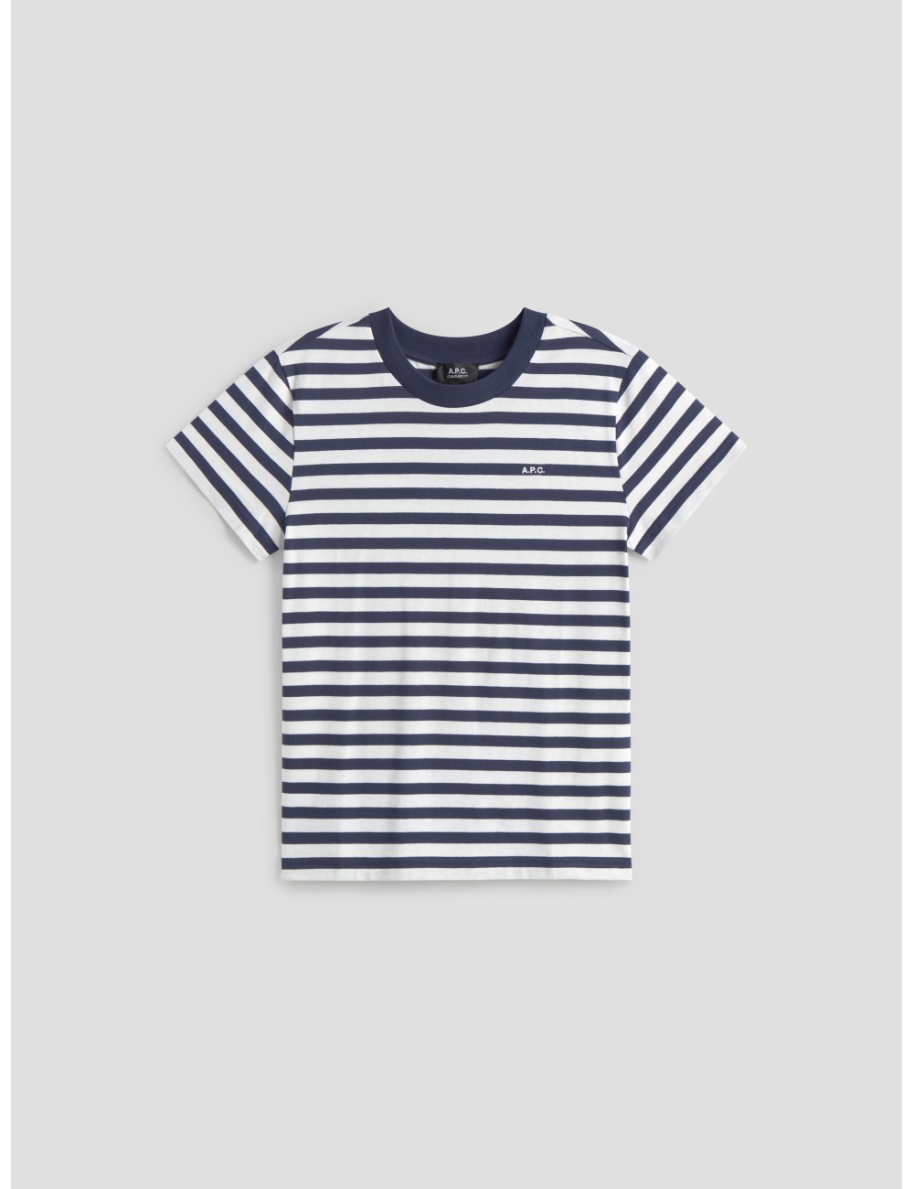 camiseta hombre algodón orgánico A.P.C. dark navy bordado tono sobre tono - MARFRANC