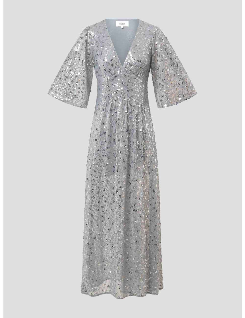 Vestido Conny BA\&SH mujer plateado brillante corte ajustado elegante - MARFRANC Vestido Conny BA\&SH mujer plateado brillante corte ajustado elegante - MARFRANC