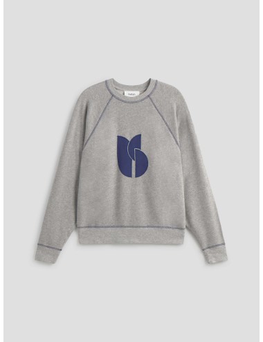 sudadera gris BA\&SH mujer con bordado en contraste - MARFRANC