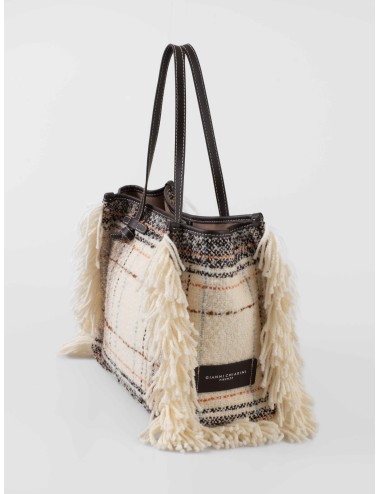 Bolso Marcella Gianni Chiarini marrón oscuro con flecos de lana - MARFRANC