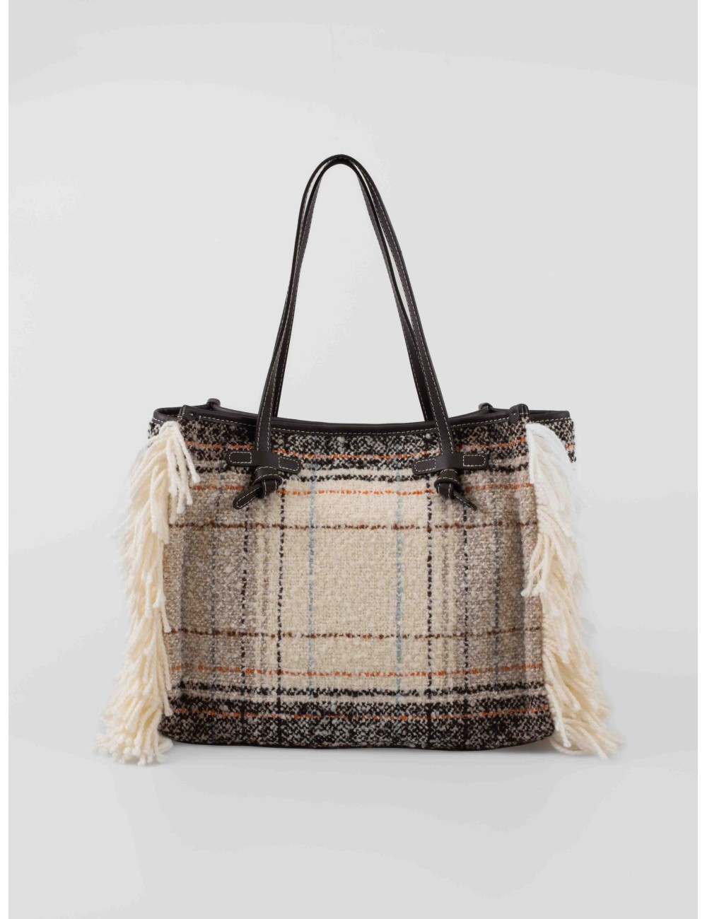 Bolso Marcella Gianni Chiarini marrón oscuro con flecos de lana - MARFRANC