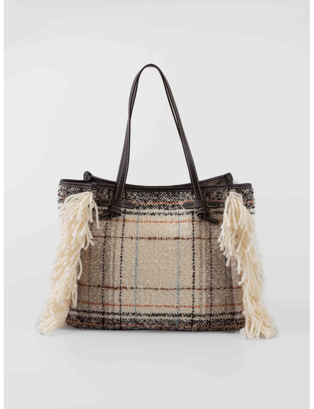 Bolso Marcella Gianni Chiarini marrón oscuro con flecos de lana - MARFRANC