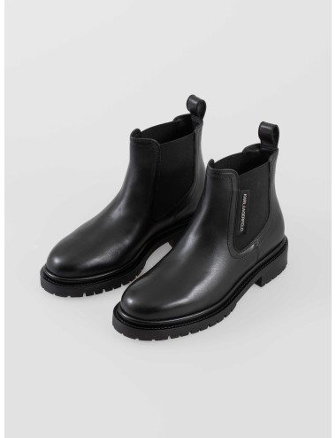 botas mujer Karl Lagerfeld negras cuero y textil suela dentada BINKY ANDLE GORE - MARFRANC