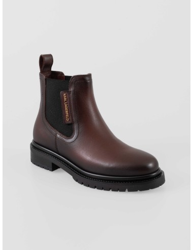 botas mujer Karl Lagerfeld marrón oscuro cuero y textil suela dentada BINKY ANDLE GORE - MARFRANC