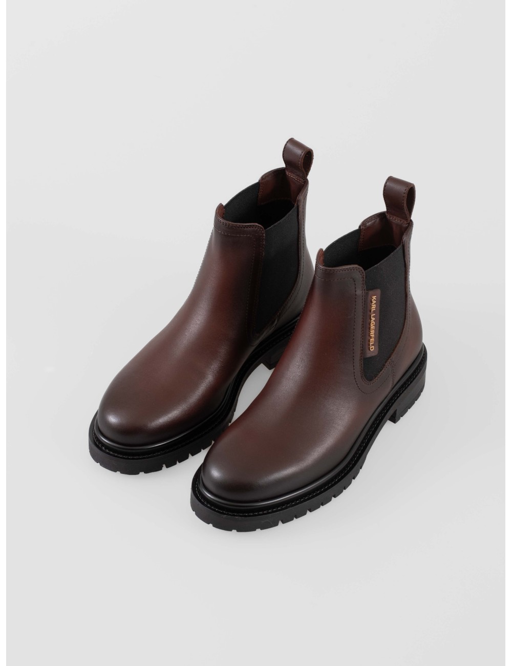 botas mujer Karl Lagerfeld marrón oscuro cuero y textil suela dentada BINKY ANDLE GORE - MARFRANC