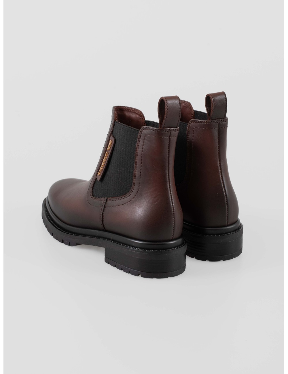 botas mujer Karl Lagerfeld marrón oscuro cuero y textil suela dentada BINKY ANDLE GORE - MARFRANC