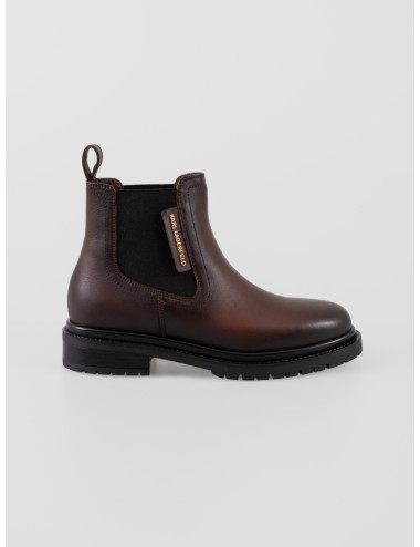 botas mujer Karl Lagerfeld marrón oscuro cuero y textil suela dentada BINKY ANDLE GORE - MARFRANC
