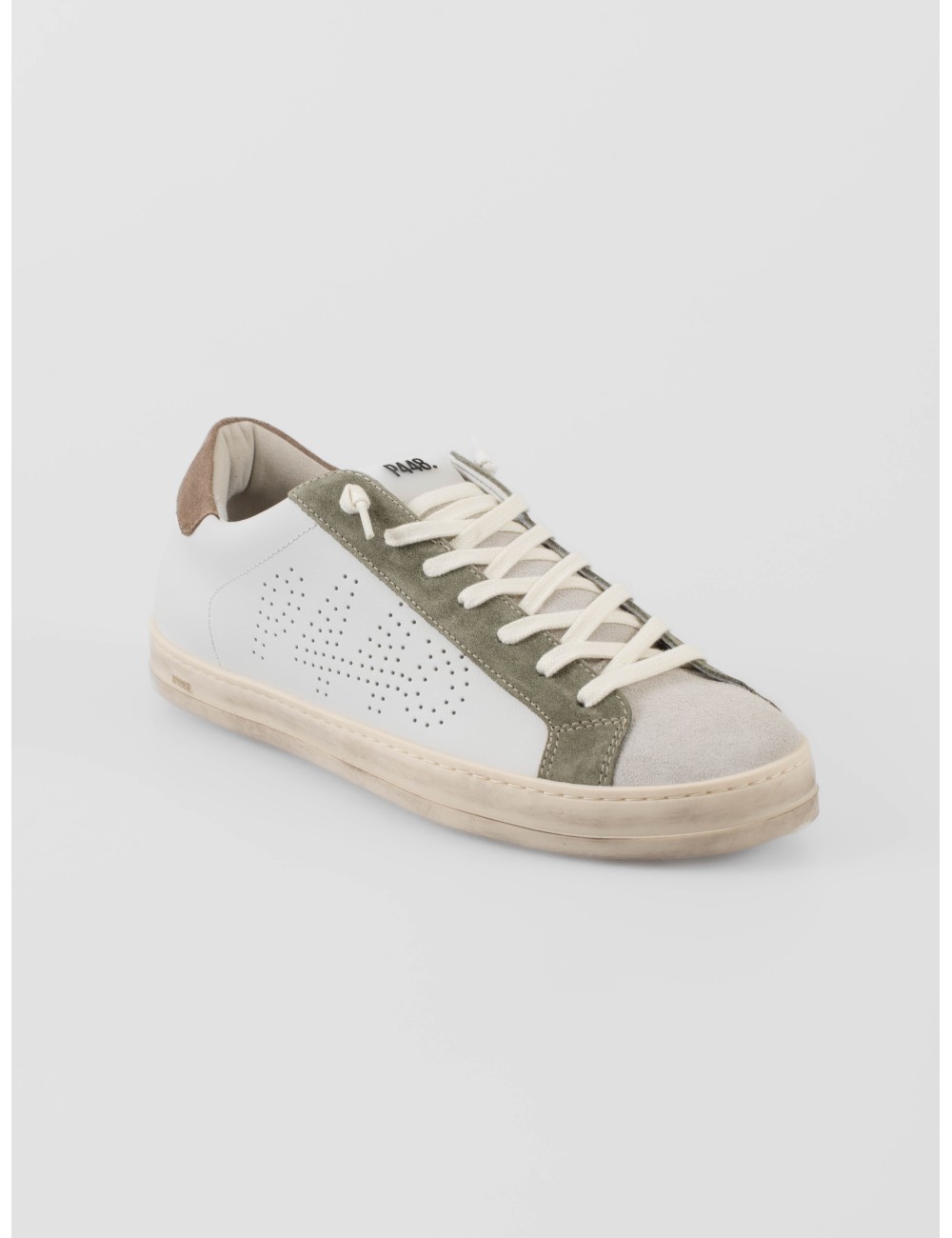 zapatillas P448 CoJohn hombre cuero blanco verde suela goma - MARFRANC