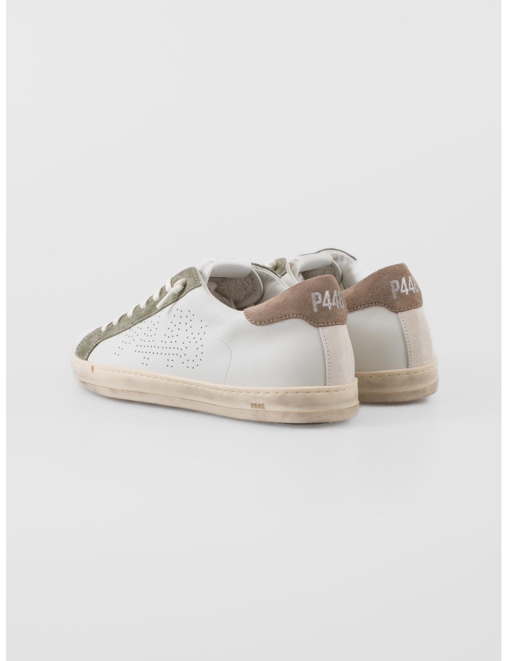 zapatillas P448 CoJohn hombre cuero blanco verde suela goma - MARFRANC