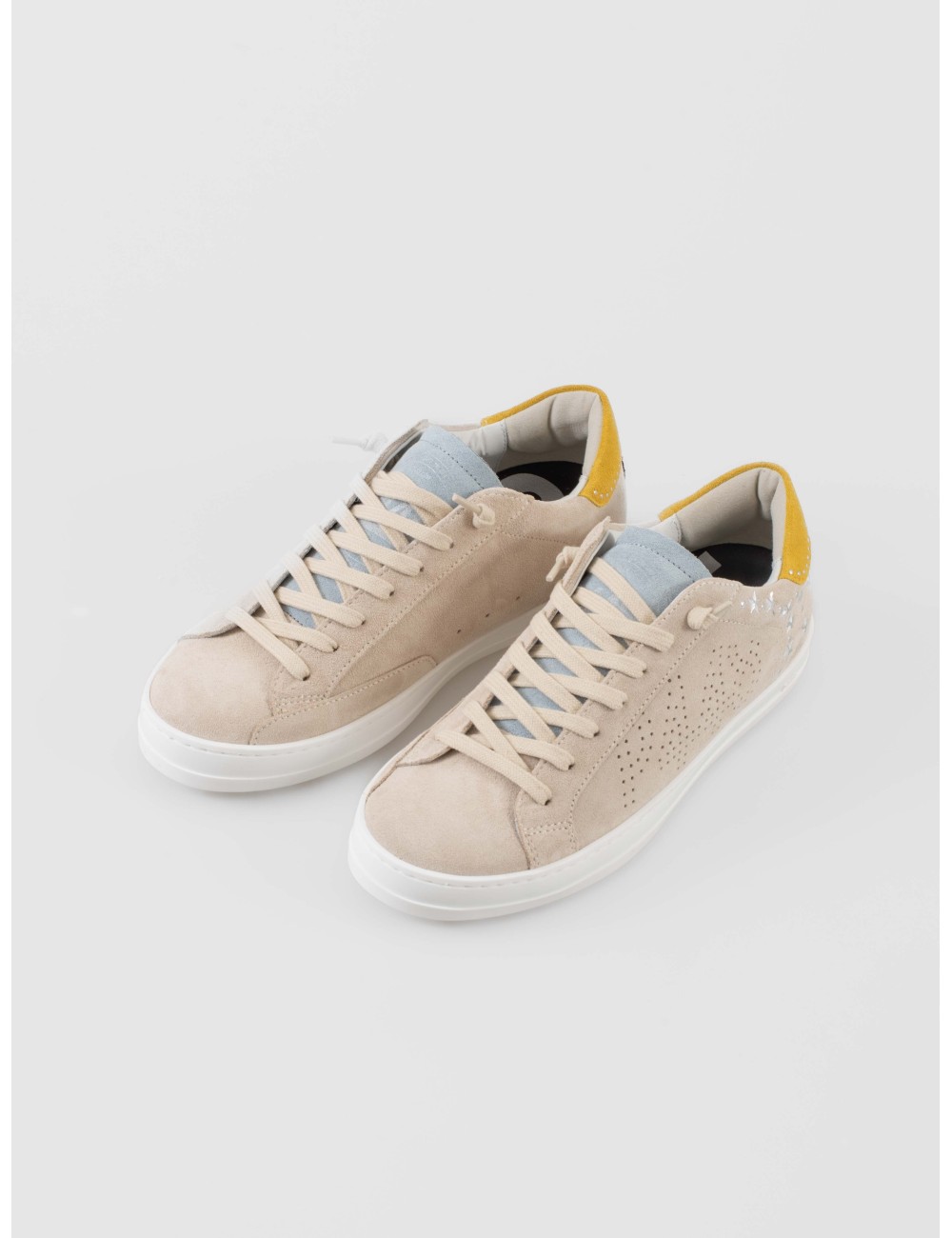 zapatillas P448 CoJohn mujer cuero beige amarillo suela goma - MARFRANC