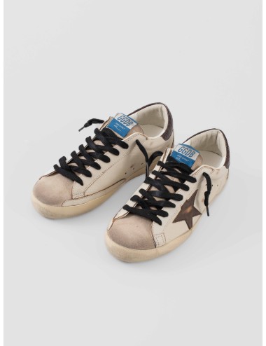 Zapatillas Golden Goose SUPER-STAR hombre blanco beige con estrella marrón - MARFRANC