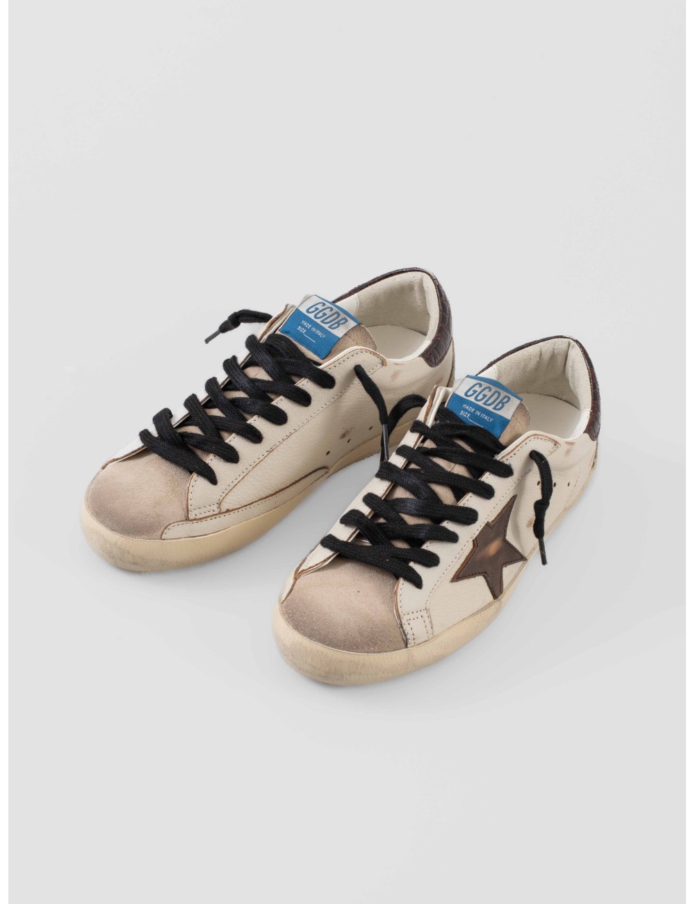 Zapatillas Golden Goose SUPER-STAR hombre blanco beige con estrella marrón - MARFRANC Zapatillas Golden Goose SUPER-STAR hombre blanco beige con estrella marrón - MARFRANC