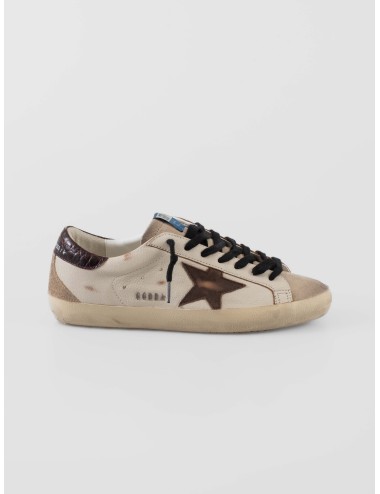 Zapatillas Golden Goose SUPER-STAR hombre blanco beige con estrella marrón - MARFRANC