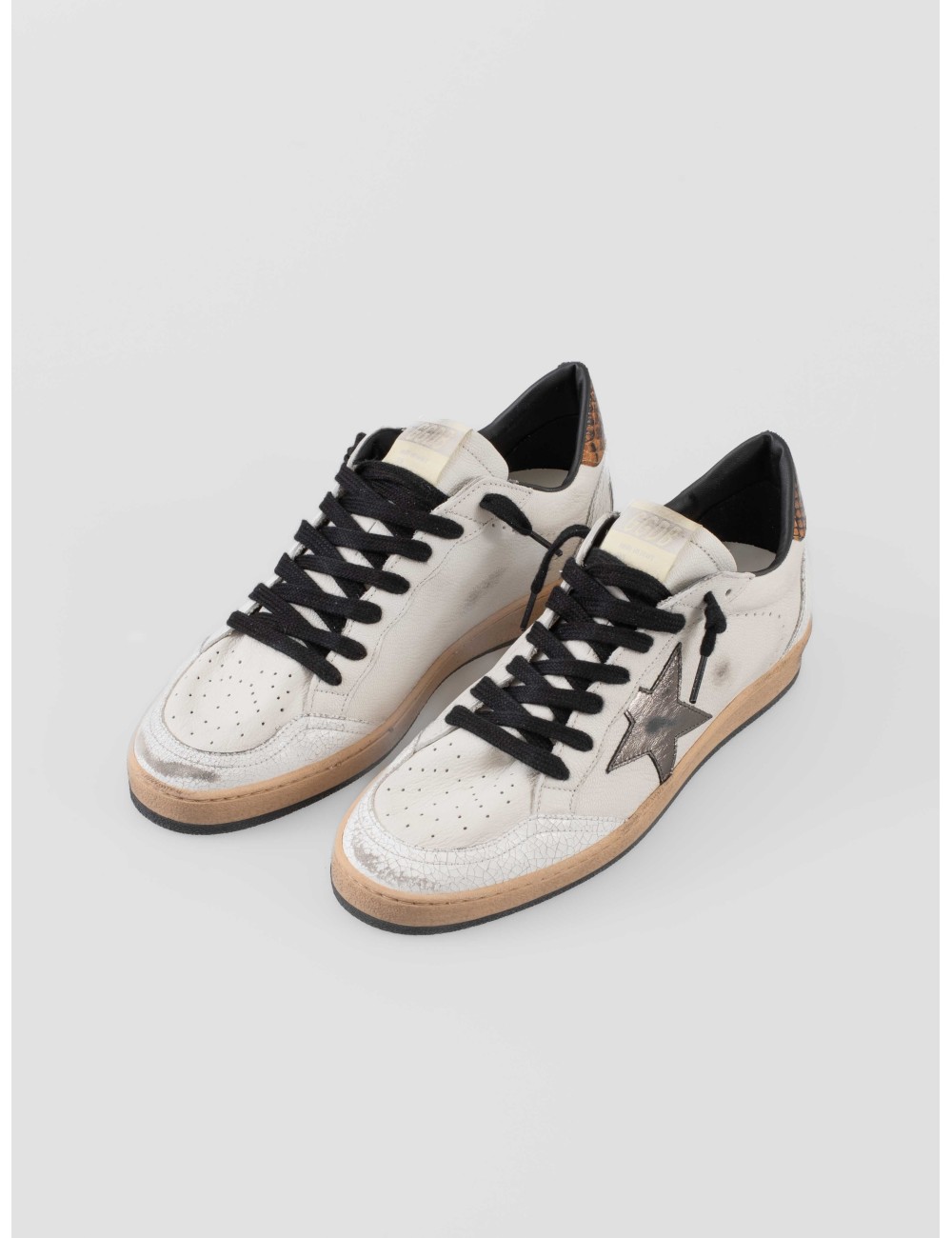 Zapatillas Golden Goose SUPER-STAR hombre blanco gris con estrella marrón - MARFRANC