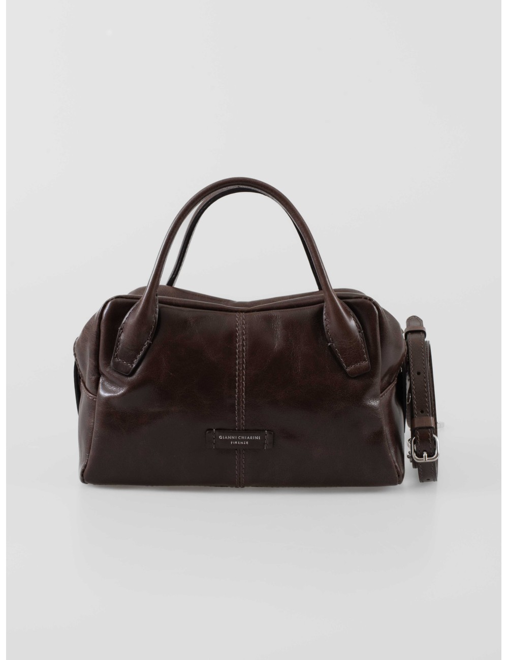 Bolso Emily Gianni Chiarini espresso de piel con diseño baúl - MARFRANC
