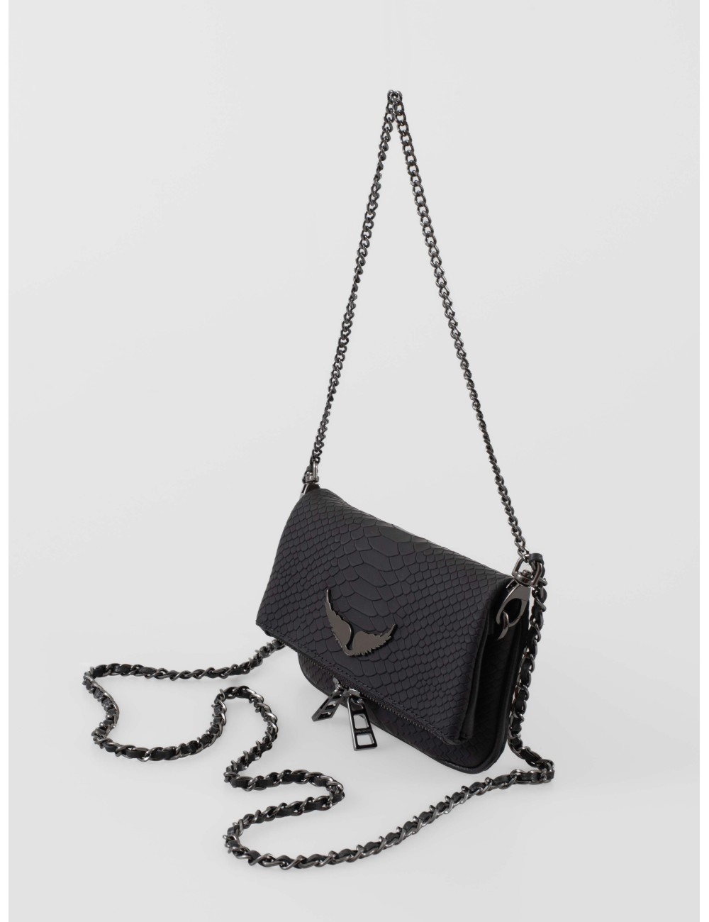 El Rock Soft Savage de Zadig & Voltaire en negro es un bolso clutch/crossbody compacto efecto pitón en cuero de vaca - MARFRANC