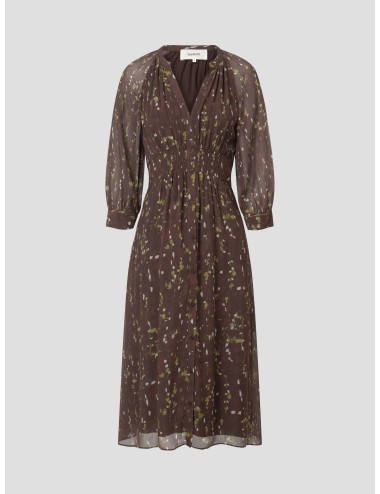 vestido chocolate Karla de ba&sh para mujer con escote en V - MARFRANC