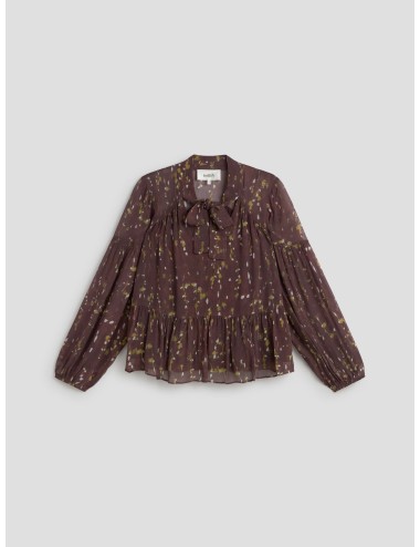 top kamala bash mujer chocolate estampado fluido - MARFRANC