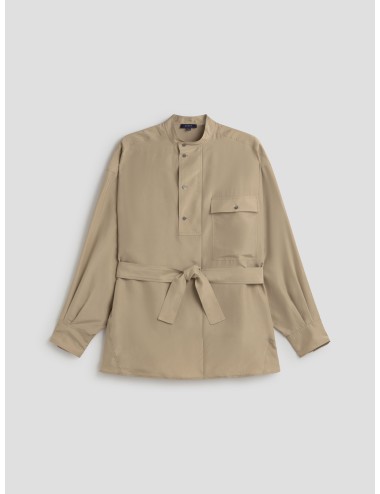 camisa de seda beige Soeur mujer con cinturón - MARFRANC