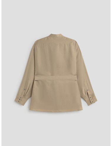 camisa de seda beige Soeur mujer con cinturón - MARFRANC