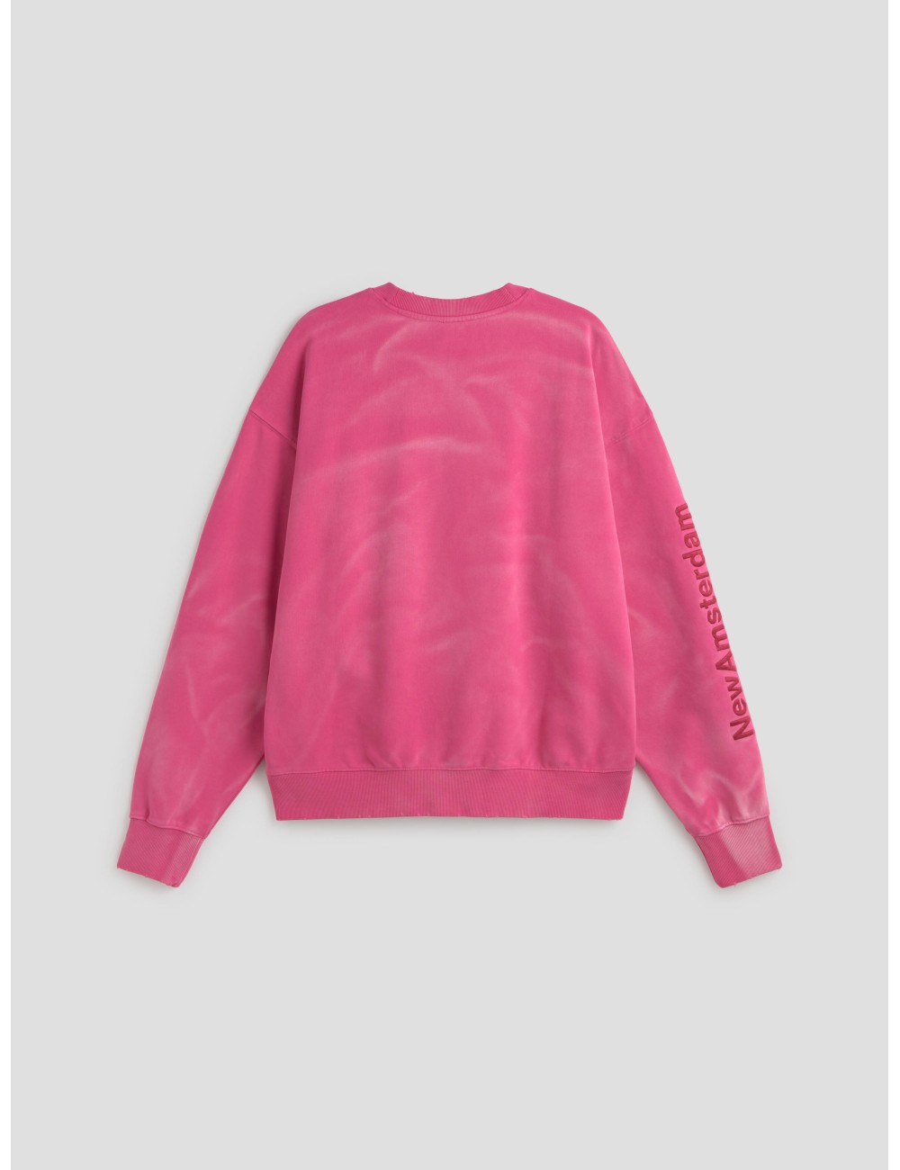Sudadera magenta Damaged Logo New Amsterdam hombre unisex con logotipos bordados y efecto desgastado - MARFRANC Sudadera magenta Damaged Logo New Amsterdam hombre unisex con logotipos bordados y efecto desgastado - MARFRANC