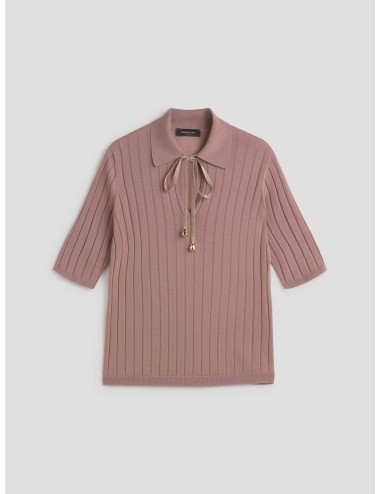 camiseta de Fabiana Filippi en color rosa empolvado, confeccionada en punto fino de lana virgen - MARFRANC