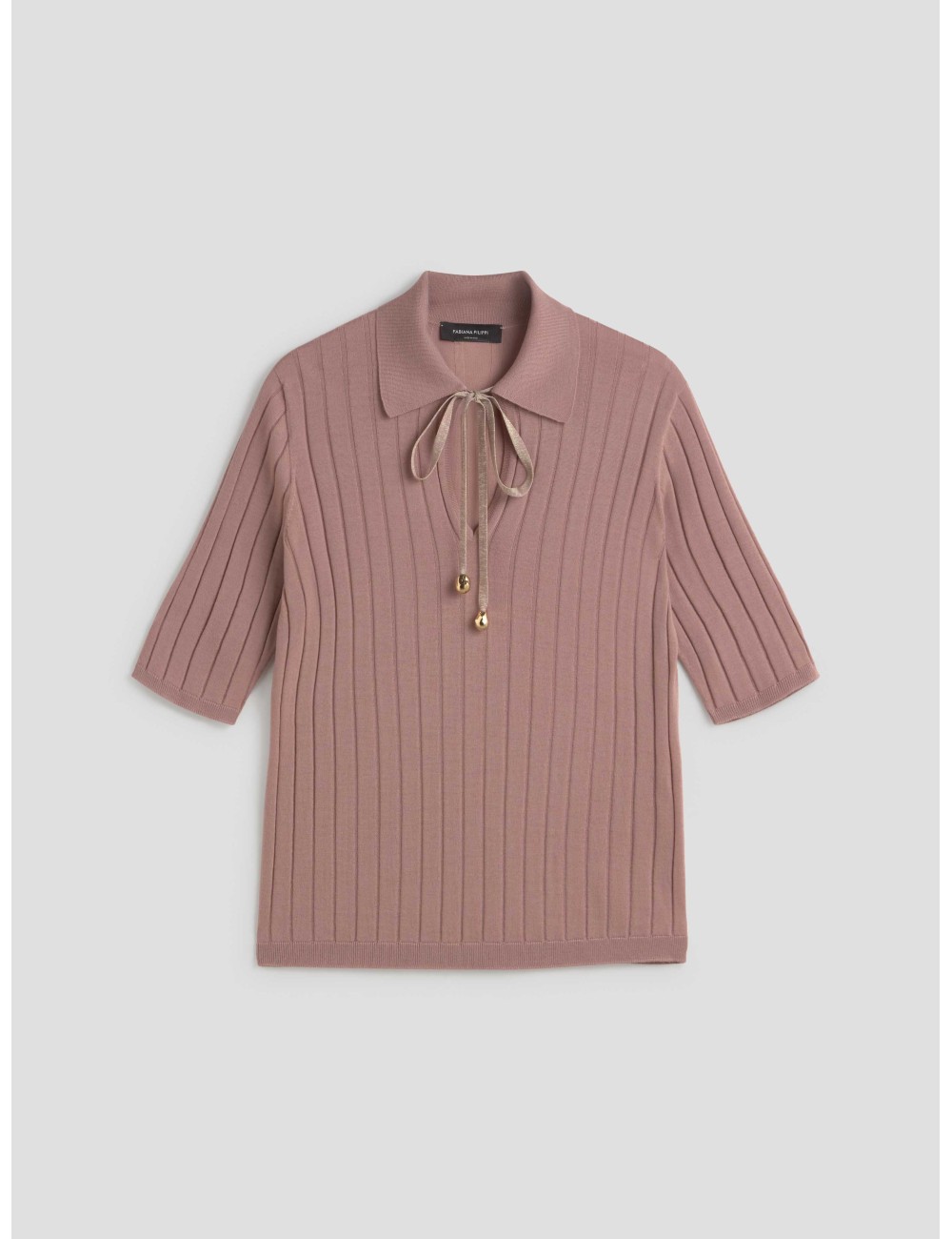camiseta de Fabiana Filippi en color rosa empolvado, confeccionada en punto fino de lana virgen - MARFRANC camiseta de Fabiana Filippi en color rosa empolvado, confeccionada en punto fino de lana virgen - MARFRANC