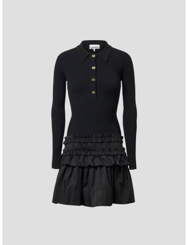 Vestido corto negro de GANNI con un diseño elegante y actual - MARFRANC