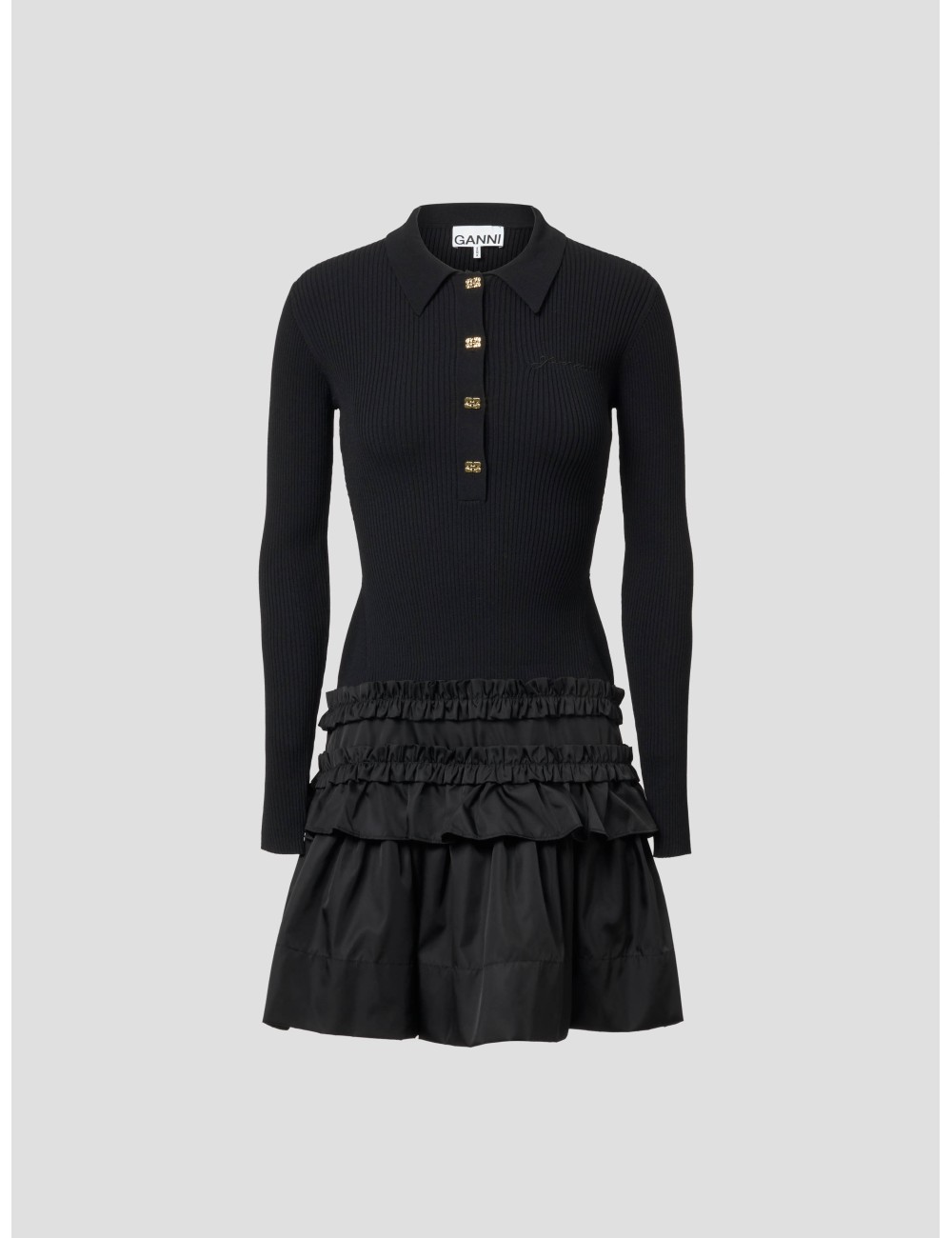 Vestido corto negro de GANNI con un diseño elegante y actual - MARFRANC Vestido corto negro de GANNI con un diseño elegante y actual - MARFRANC