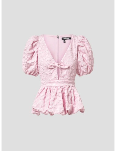Top jacquard rosa de ROTATE para mujer - MARFRANC