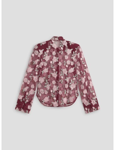 camisa mesh roja mujer ROTATE con estampado floral - MARFRANC