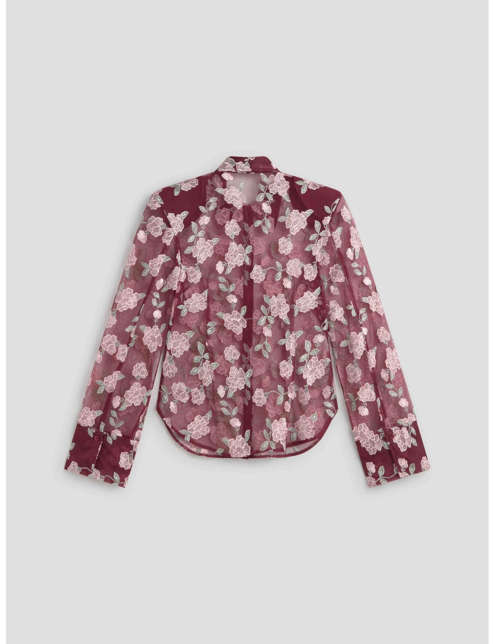 camisa mesh roja mujer ROTATE con estampado floral - MARFRANC