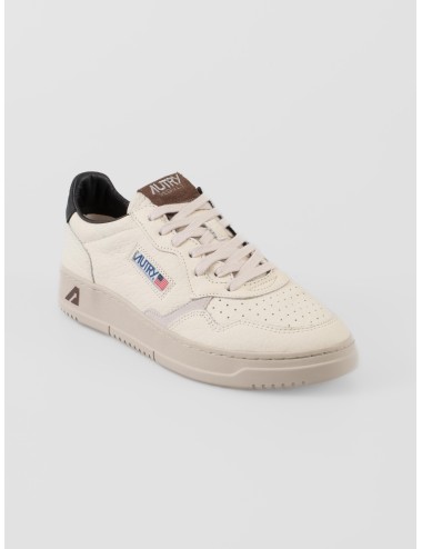 Zapatillas unisex Autry Medalist Low en piel blanca Pinecone con detalles en negro y marrón - MARFRANC